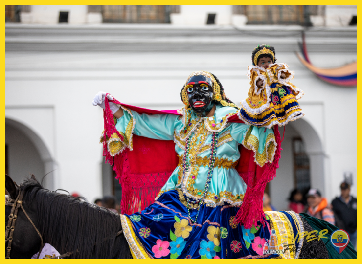 ¿Quién representa a la Mama Negra y cómo es su vestimenta?